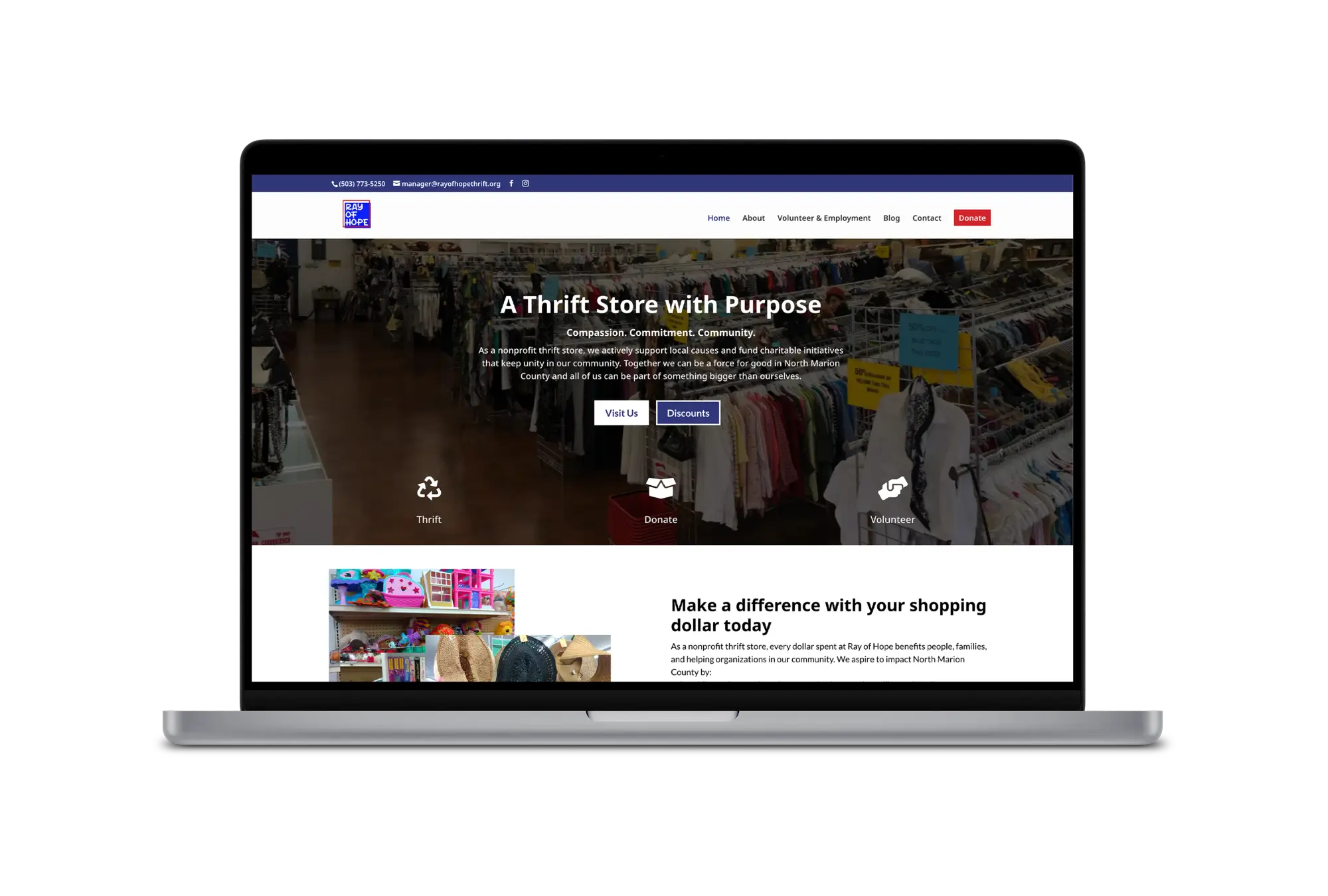 Image of the Peony Gardens web mockup on a Macbook pro screen