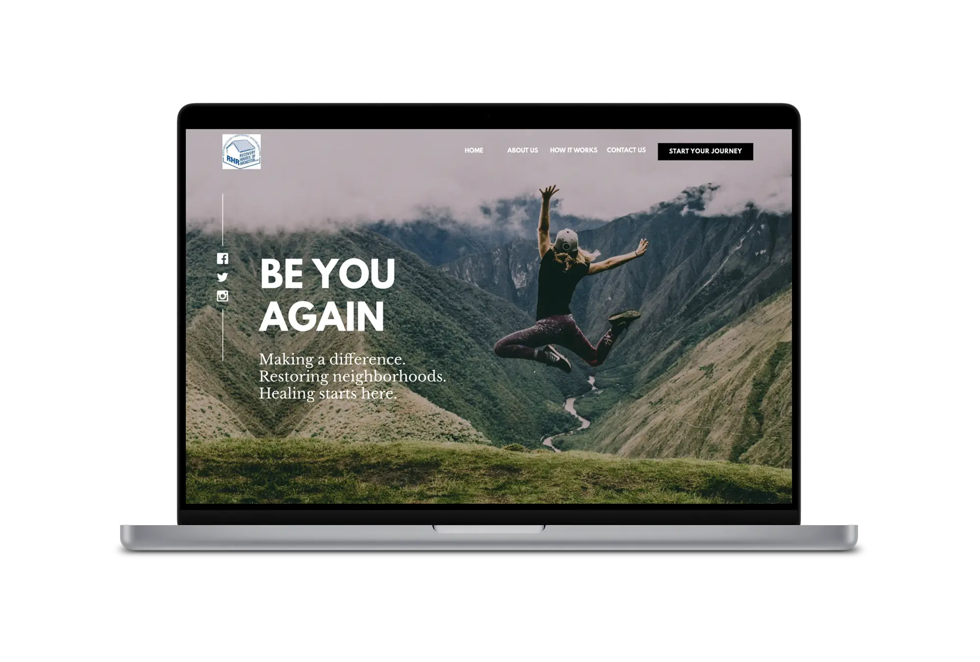 Image of the Peony Gardens web mockup on a Macbook pro screen