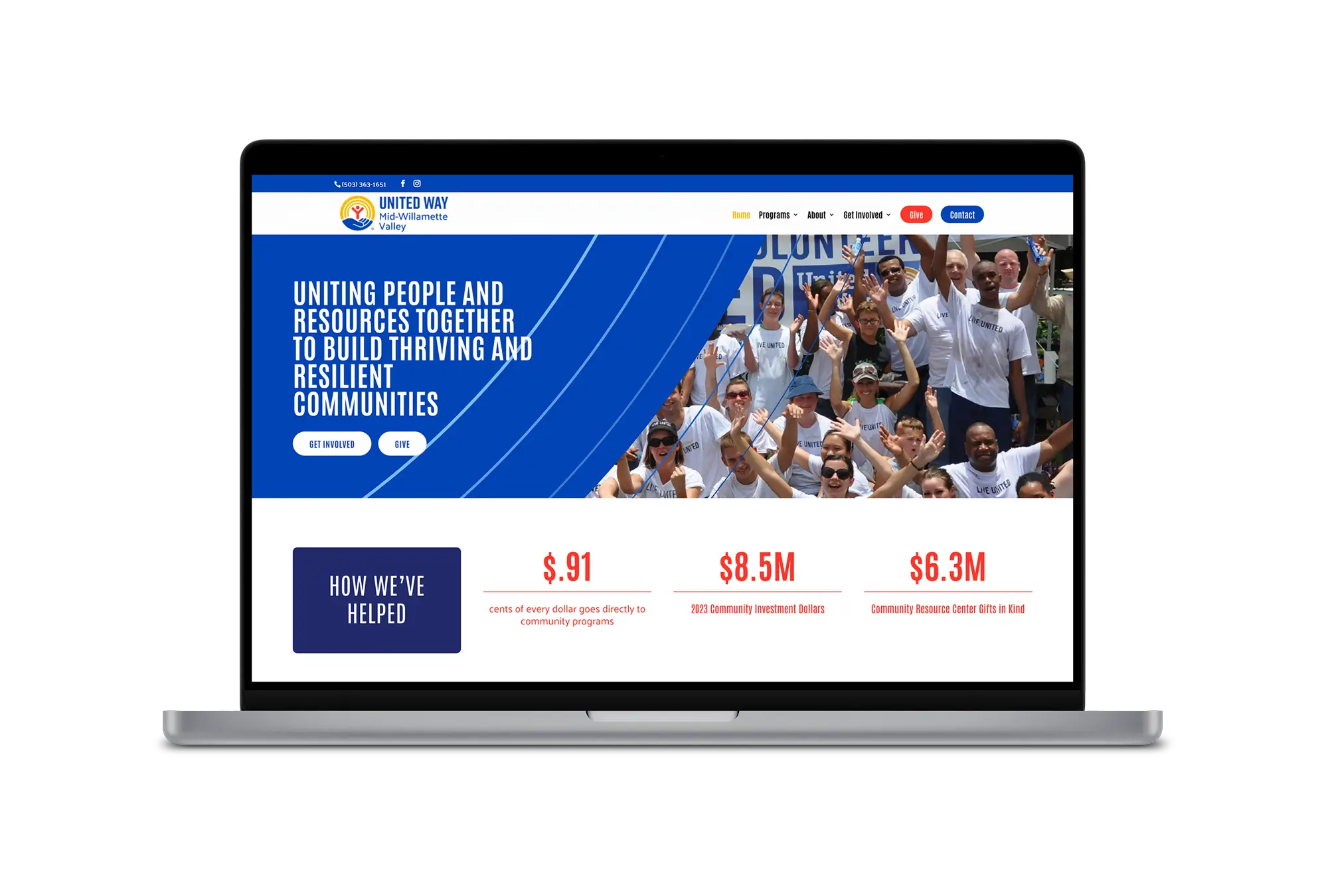 Image of the Peony Gardens web mockup on a Macbook pro screen